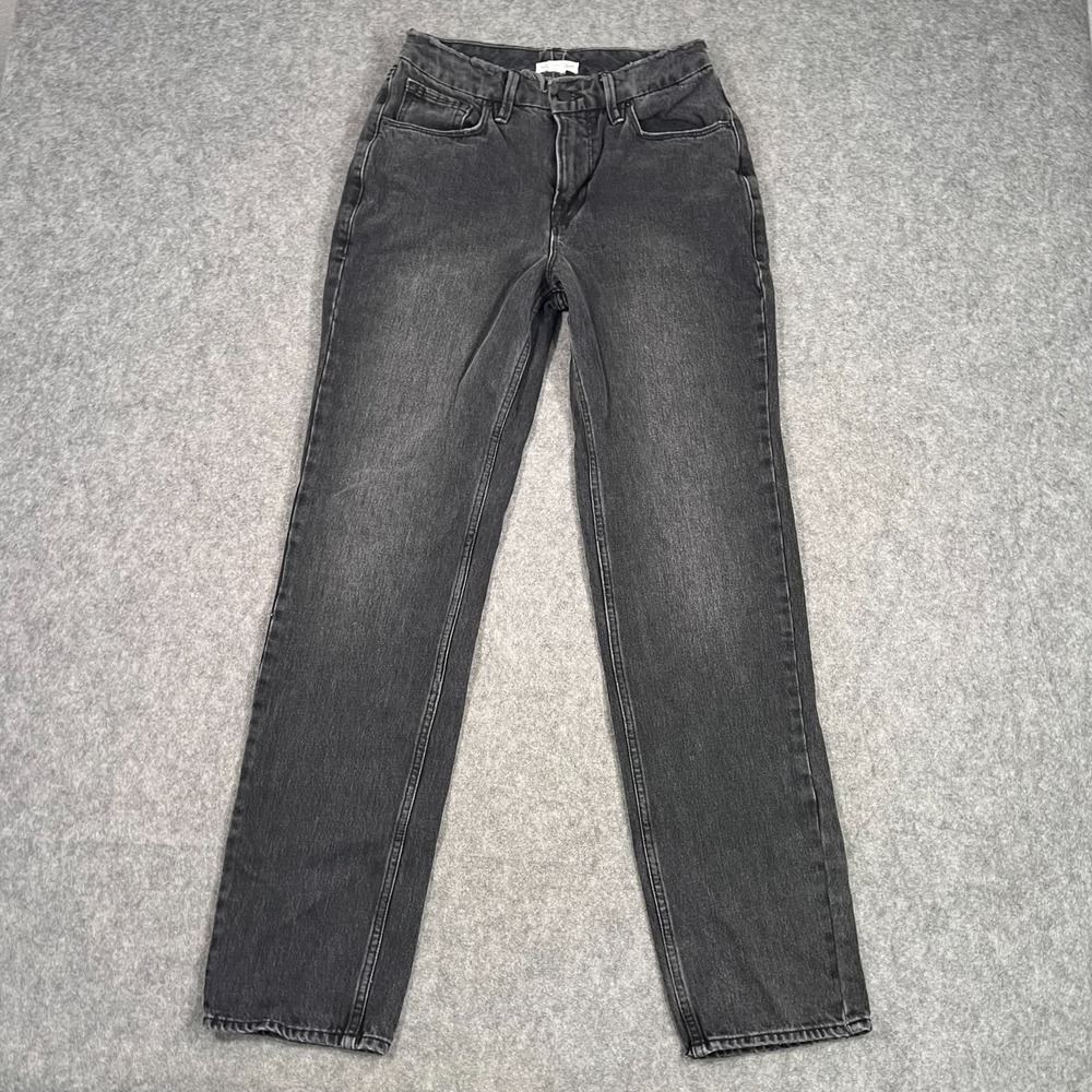 Good American Faded Black Wash Denim '90s Icon Straight Leg Jeans Size 2 / 26